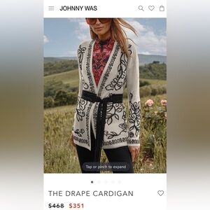Johnny Was Black and Cream Drape Cardigan